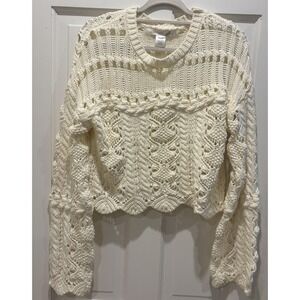 ALTAR'D STATE Women's Oversized Ivory Crop Knit‎ Sweater Size XS